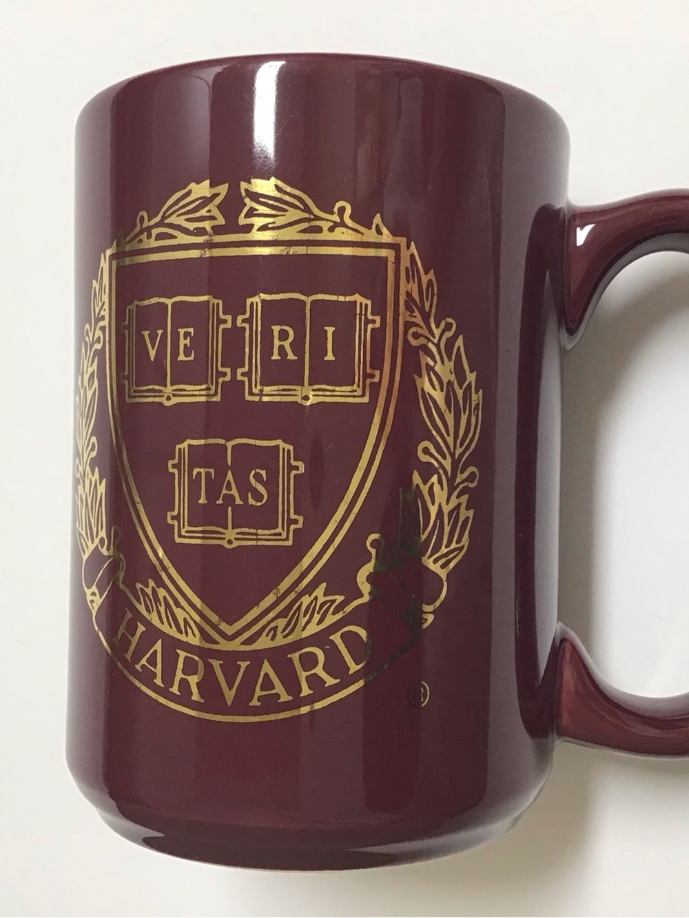 Harvard Coffee Mug Crimson & Gold VE RI TAS Tea Desk Pencil Cup MA Vintage NWOT